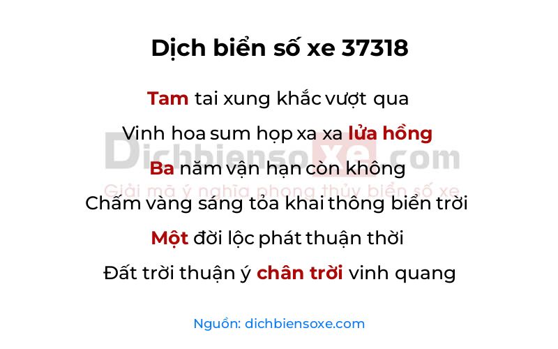 Dịch thơ biển số 37318