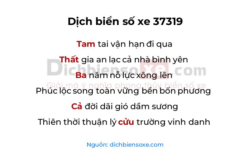 Dịch thơ biển số 37319