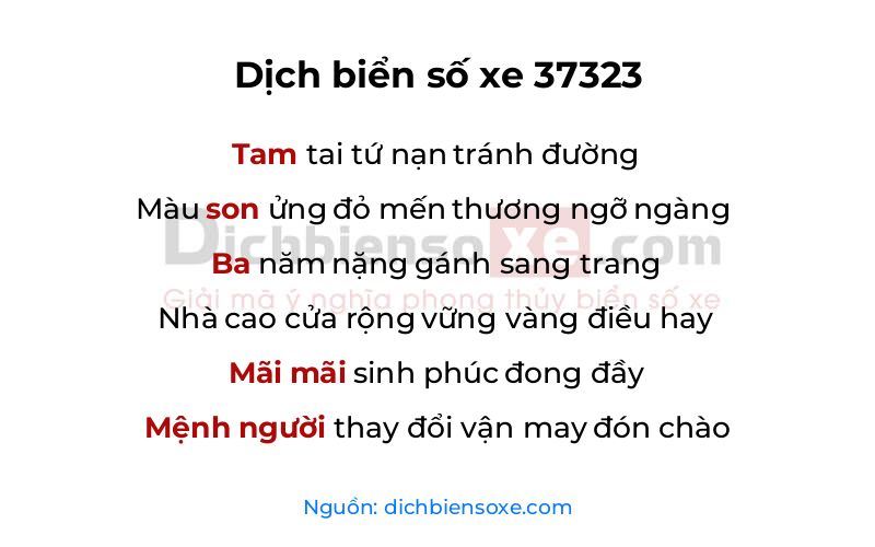 Dịch thơ biển số 37323