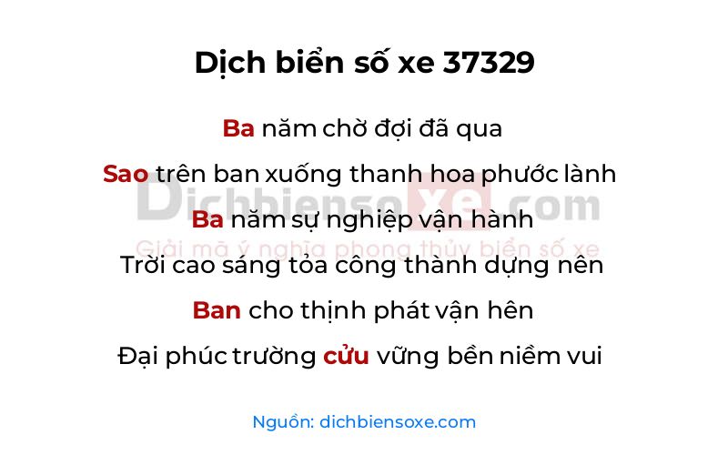 Dịch thơ biển số 37329
