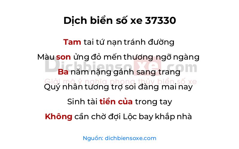 Dịch thơ biển số 37330