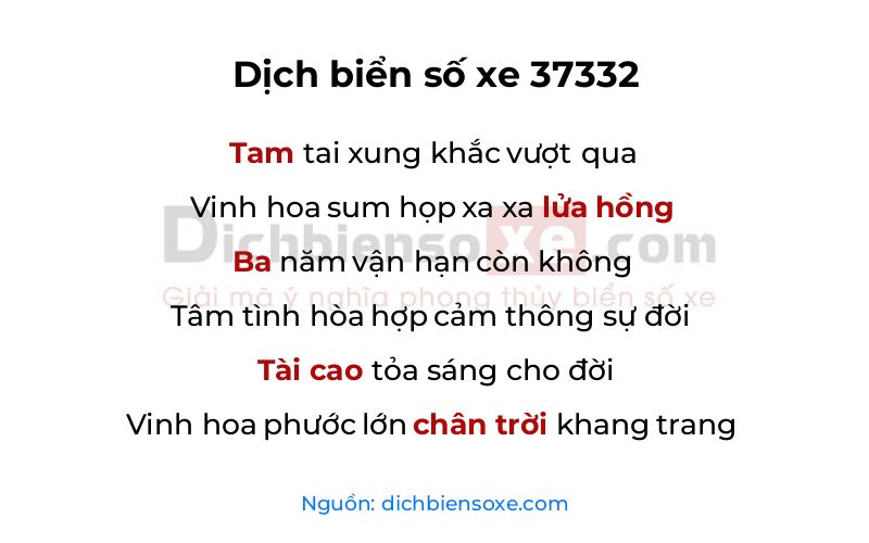 Dịch thơ biển số 37332