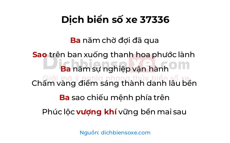 Dịch thơ biển số 37336