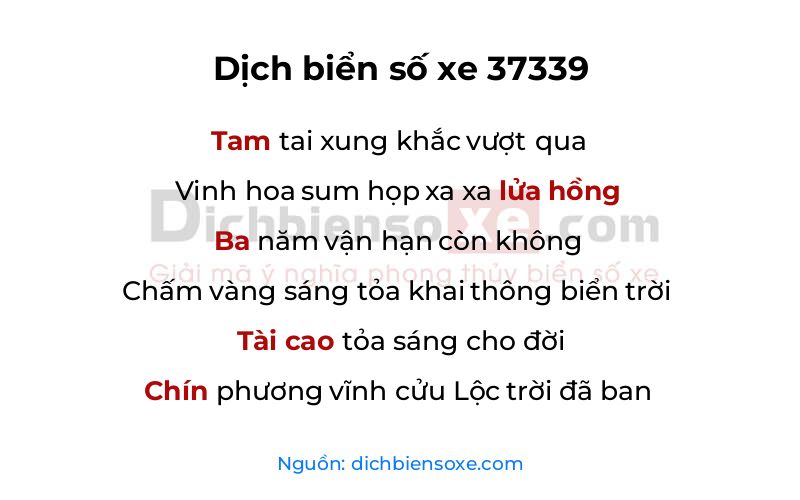 Dịch thơ biển số 37339