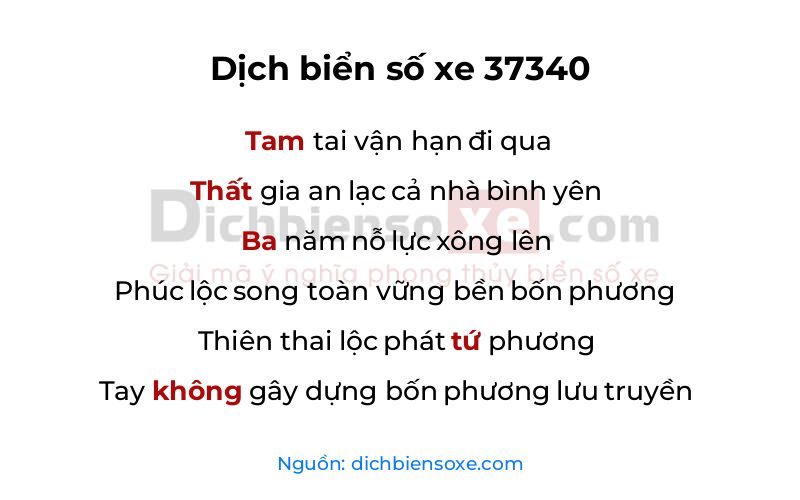 Dịch thơ biển số 37340