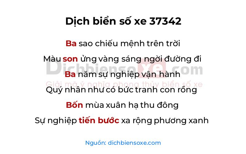 Dịch thơ biển số 37342