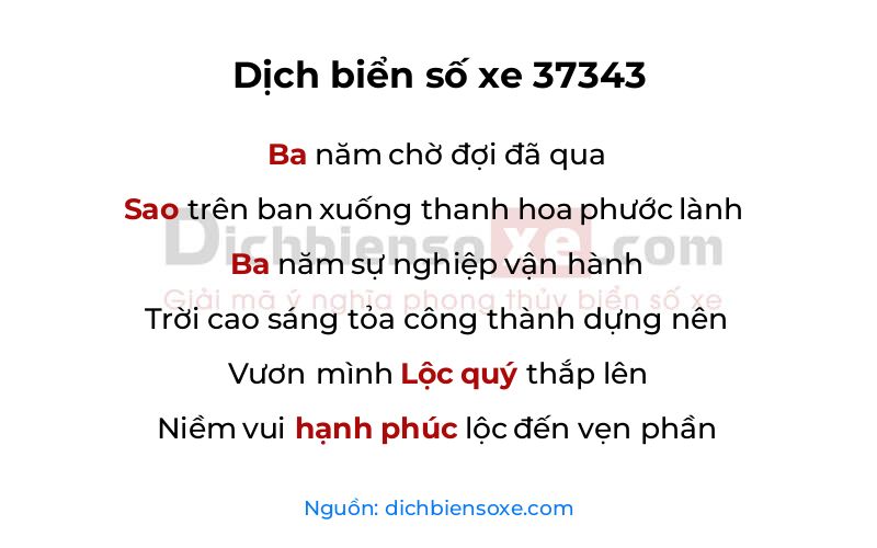 Dịch thơ biển số 37343