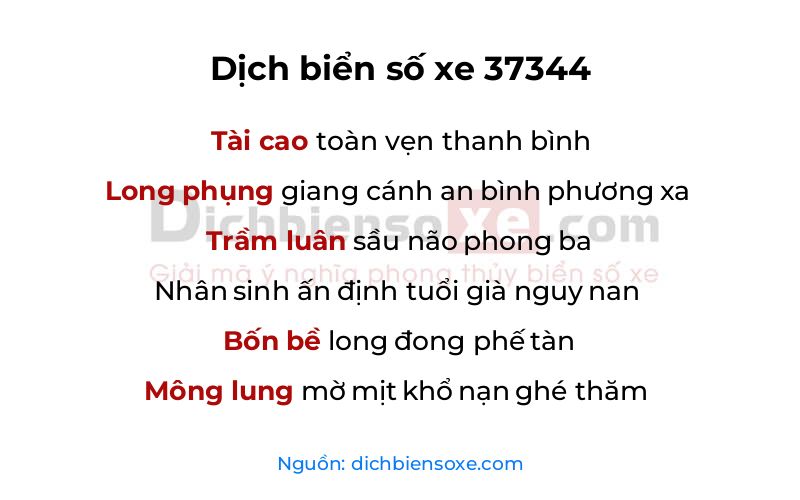 Dịch thơ biển số 37344