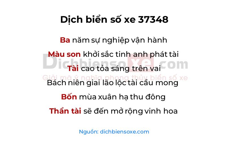 Dịch thơ biển số 37348