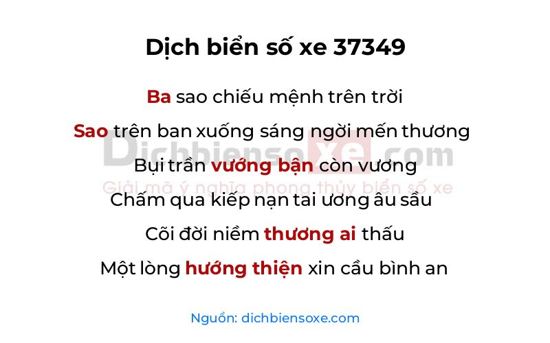 Dịch thơ biển số 37349