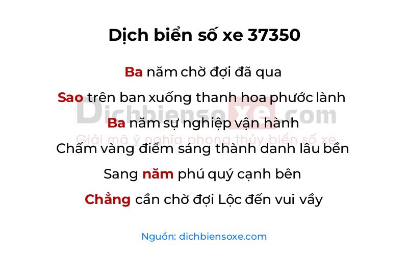 Dịch thơ biển số 37350
