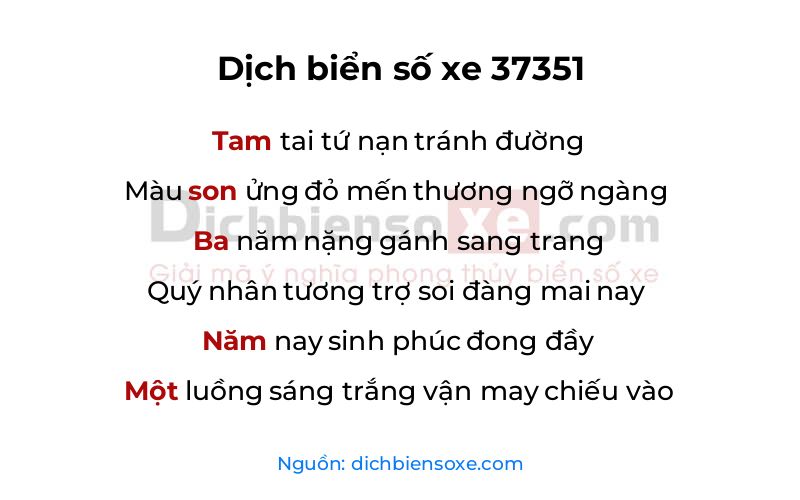 Dịch thơ biển số 37351