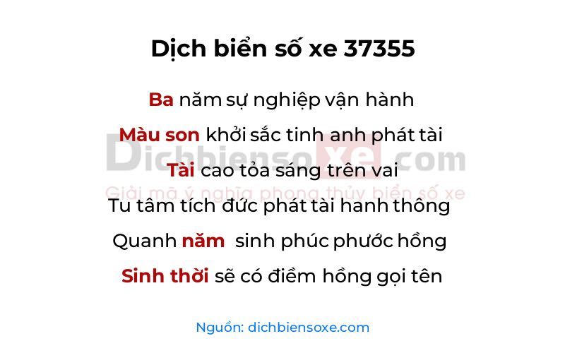 Dịch thơ biển số 37355