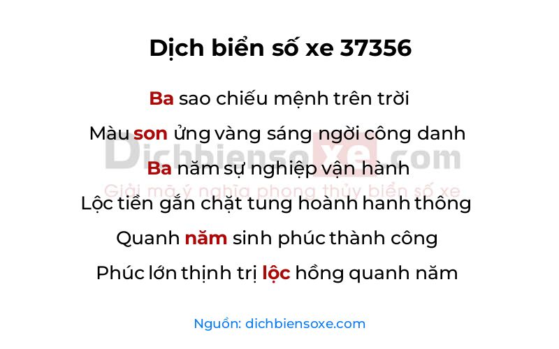 Dịch thơ biển số 37356