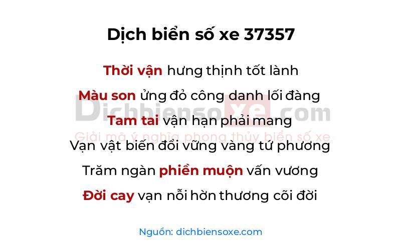 Dịch thơ biển số 37357