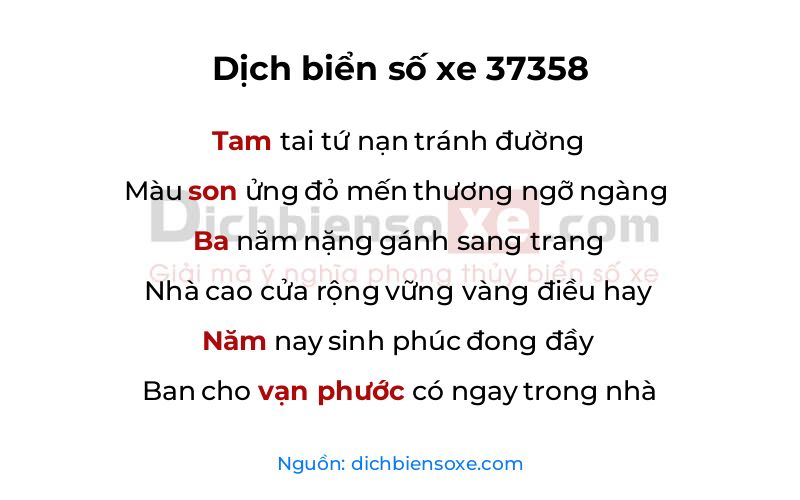 Dịch thơ biển số 37358