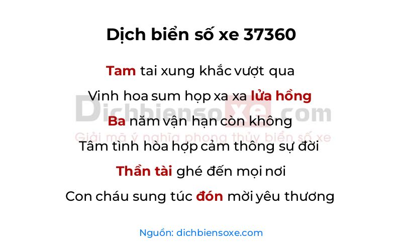 Dịch thơ biển số 37360