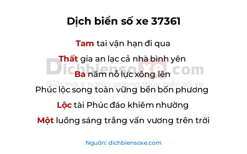 Dịch thơ biển số 37361