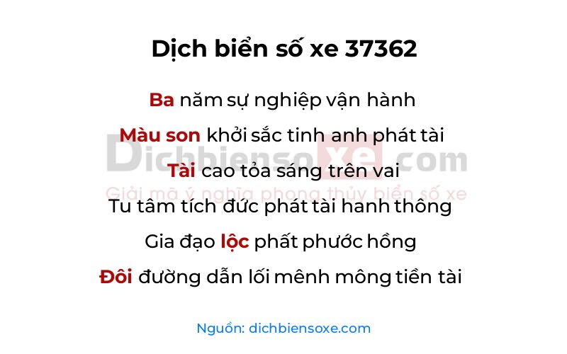 Dịch thơ biển số 37362