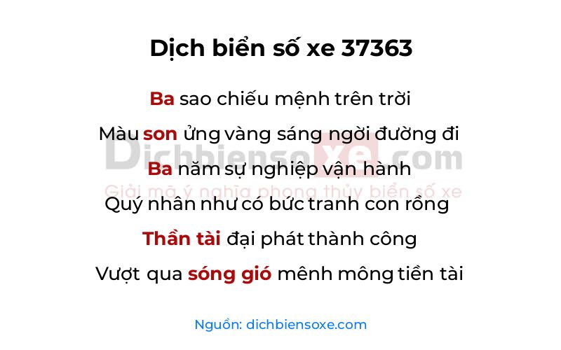Dịch thơ biển số 37363