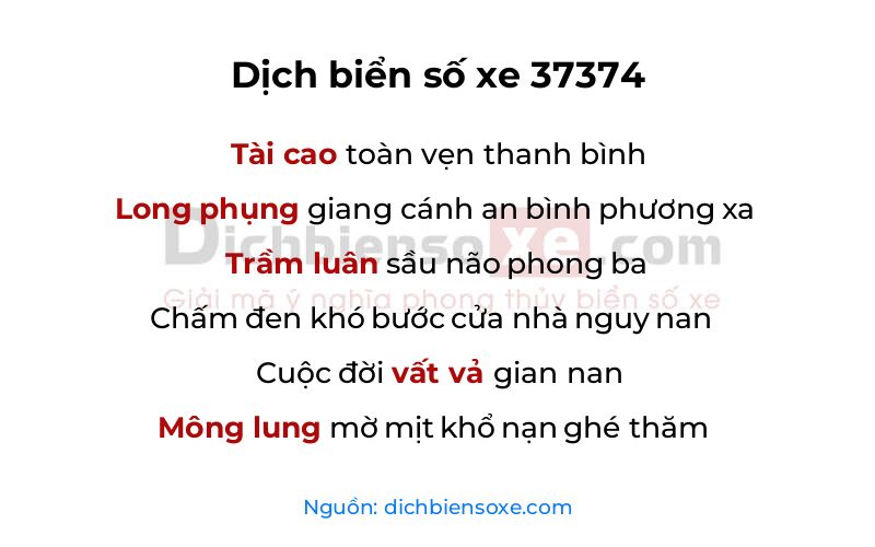 Dịch thơ biển số 37374