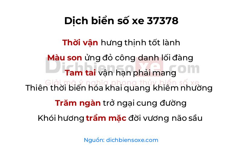 Dịch thơ biển số 37378