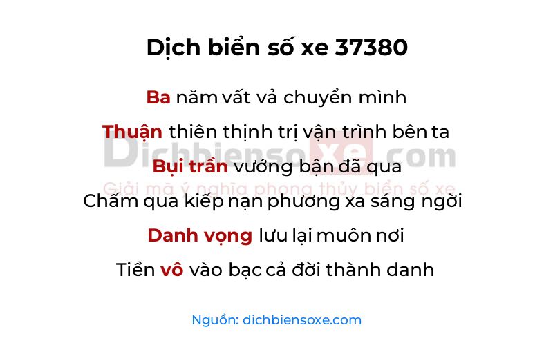 Dịch thơ biển số 37380