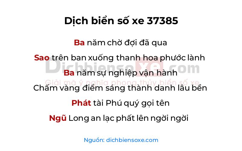 Dịch thơ biển số 37385