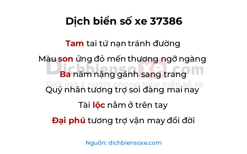 Dịch thơ biển số 37386