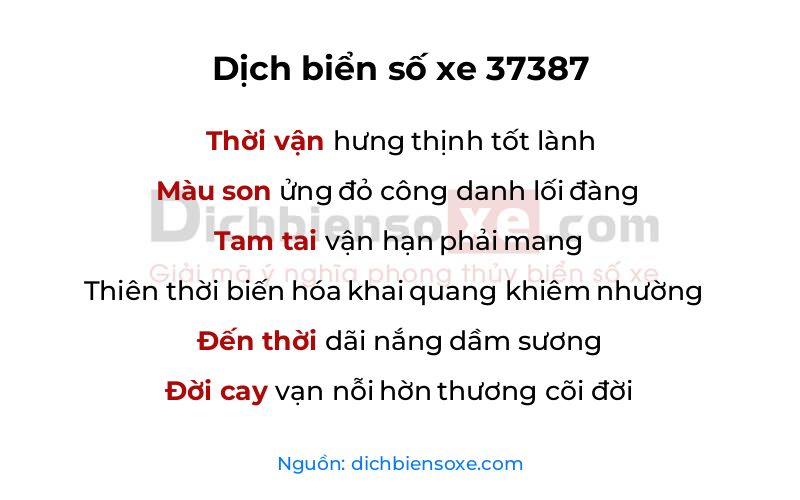 Dịch thơ biển số 37387