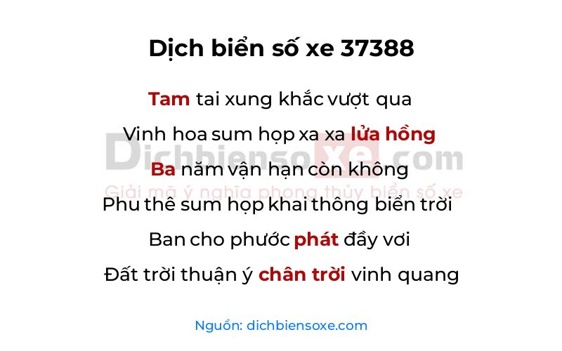 Dịch thơ biển số 37388