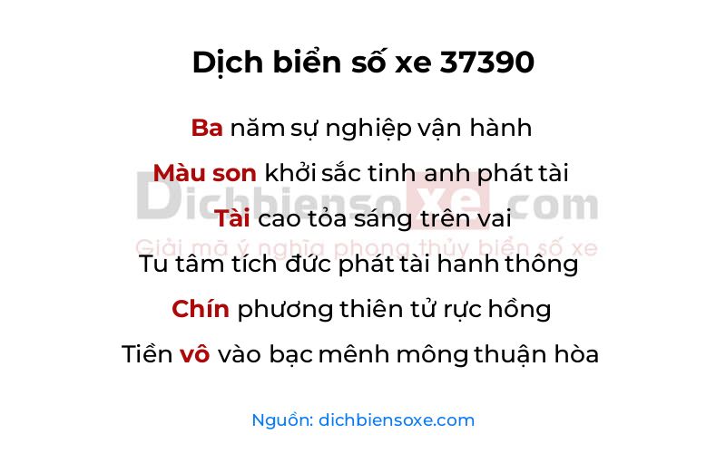 Dịch thơ biển số 37390