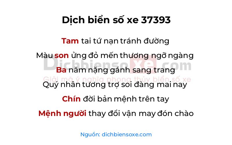 Dịch thơ biển số 37393