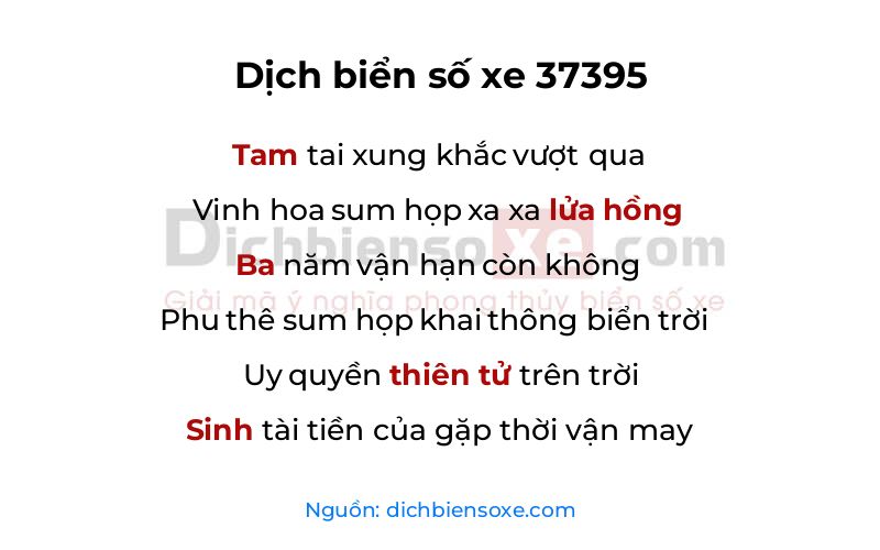 Dịch thơ biển số 37395