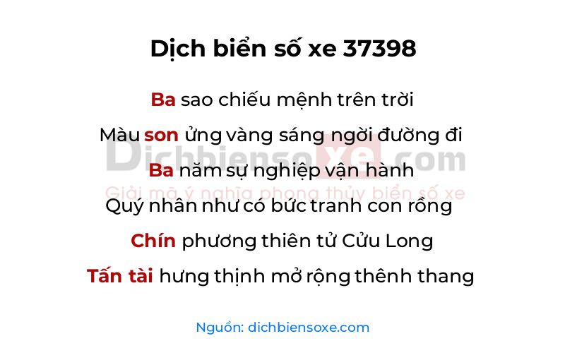 Dịch thơ biển số 37398