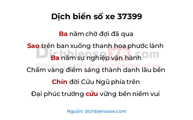 Dịch thơ biển số 37399