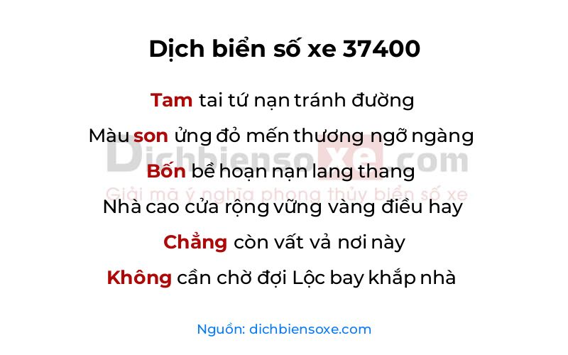 Dịch thơ biển số 37400