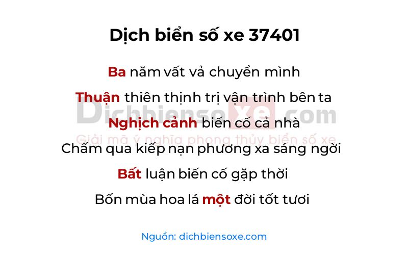 Dịch thơ biển số 37401