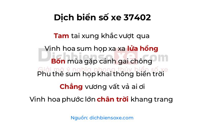 Dịch thơ biển số 37402