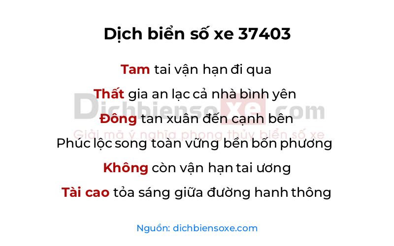 Dịch thơ biển số 37403