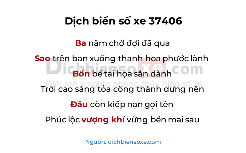 Dịch thơ biển số 37406