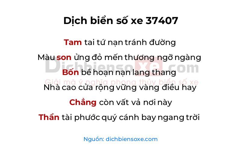 Dịch thơ biển số 37407