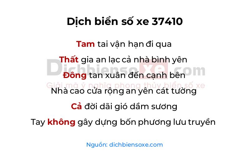 Dịch thơ biển số 37410