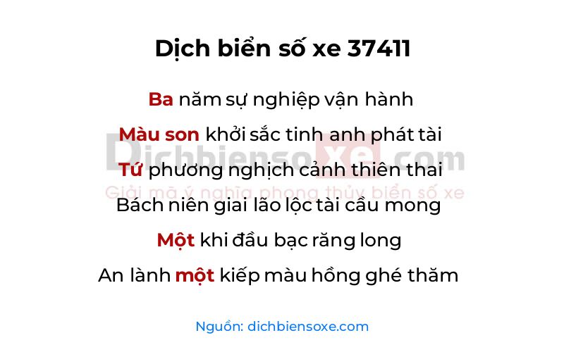 Dịch thơ biển số 37411