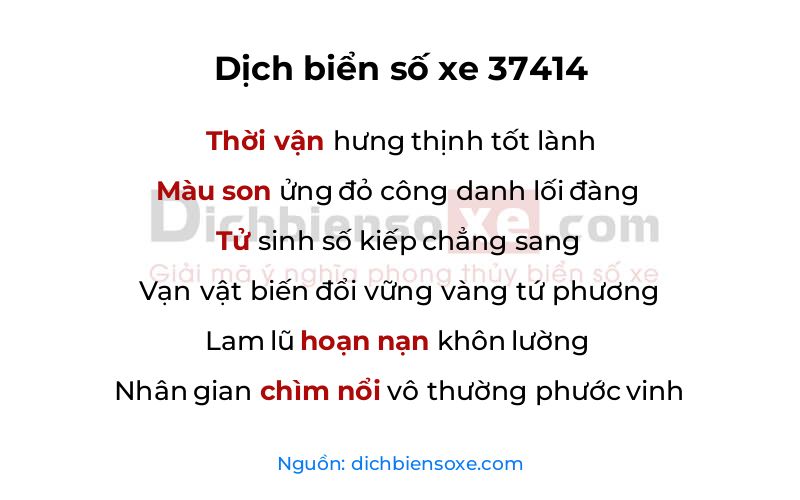 Dịch thơ biển số 37414
