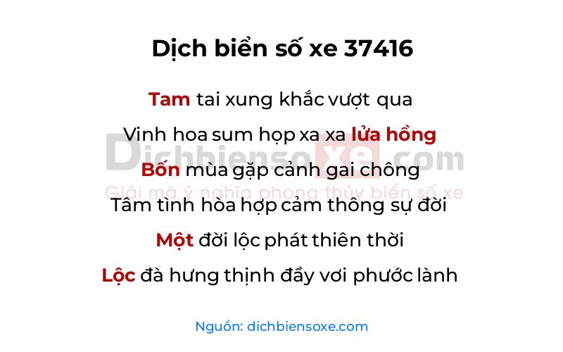 Dịch thơ biển số 37416