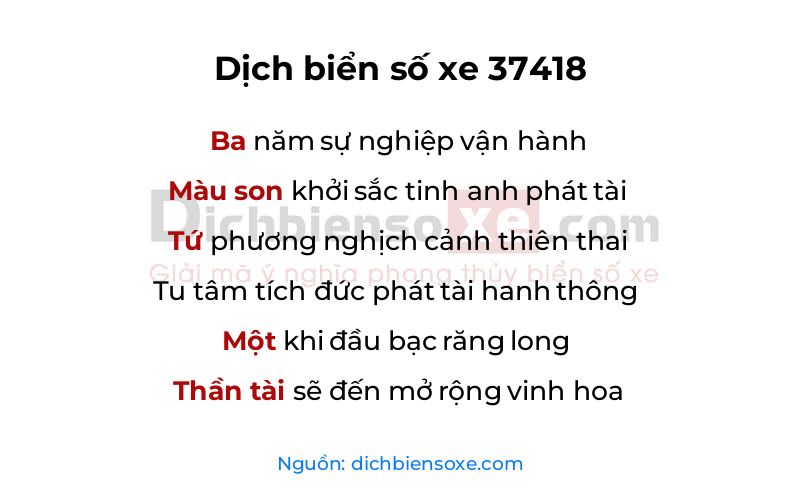 Dịch thơ biển số 37418