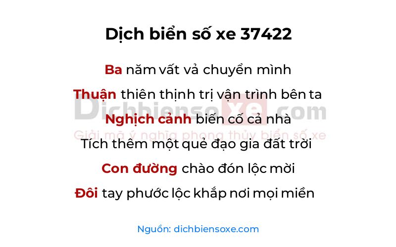 Dịch thơ biển số 37422