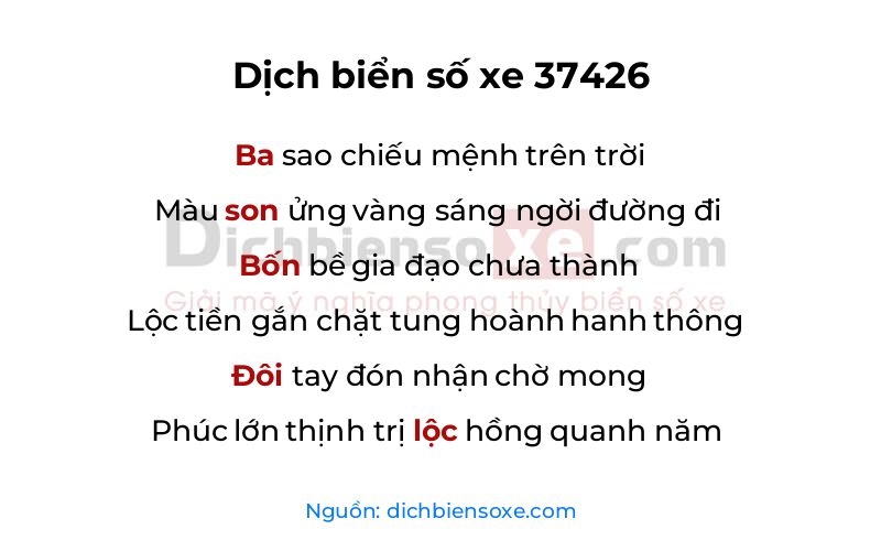 Dịch thơ biển số 37426