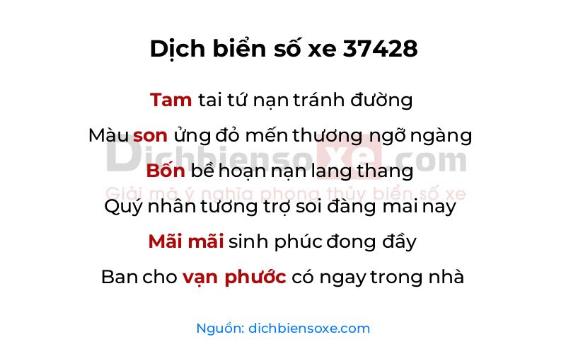 Dịch thơ biển số 37428